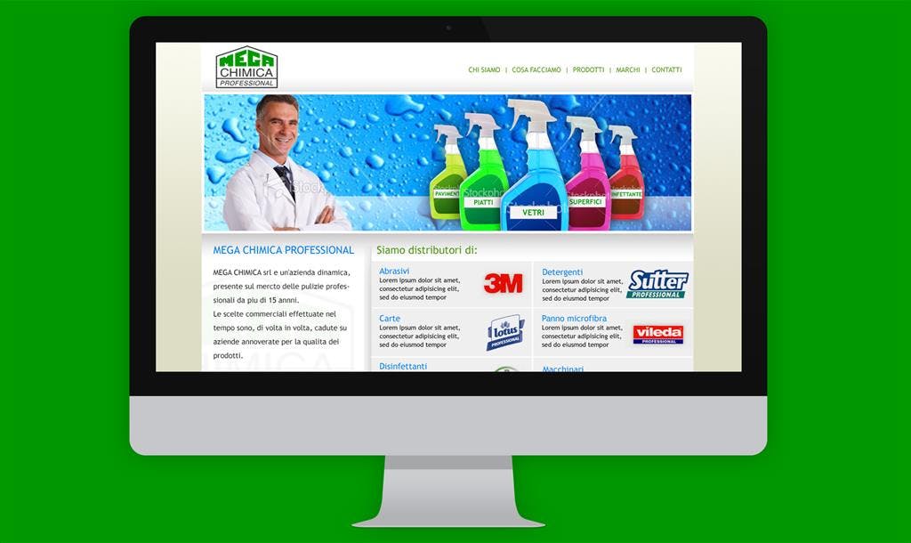 Creazione sito web per distributore prodotti per pulizie Megachimica